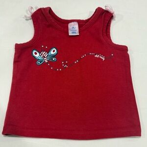 Y2K Old Navy Kids Tank Top with Butterfly Design - Red Size 6-12 months